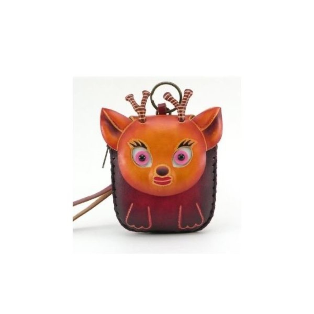 Kids Animal-Themed Leather Bag - Orange and Brown